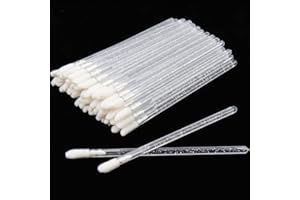 MEKUPEU 300 Pack Disposable Lip Brushes Premium Crystal Handle Lipstick Gloss Wands Mascara Applicator Makeup Tool (White)