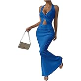 SOLY HUX Women's Two Piece Outfits Twist Front Halter Cami Tops and Skirt Summer Set