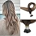 Full Shine Human Hair Extensions I Tip 22 Inch Pre Bonded I Tip Hair Extensions Balayage Color 2 Fading to 6 and 18 Brown to Ash Blonde Remy