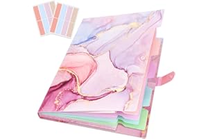 RIHEAN Expanding File Folder, Aesthetic Folders for School, Accordion File Organizer, Aesthetic Folder with Labels,5 Pockets Important Document Folders for School Office Home(Pink Gold)