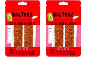 Salteez Beer Salt Strips: Real Chili Lime Strips That Stick to Your Bottle, Can, or Cup - For a Perfectly Dressed Beer Anytime Anywhere! (Chili Lime, 2 Pack)