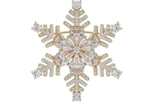 OIDIMS Women's Clear Austrian Crystal Winter Snowflake Brooch Pin Christmas Cubic Zirconia Brooch Lapel Pins Elegant Flowers Dress Accessories Jewelry Boutonniere Corsage for Hat Bag Suit Tie Wedding