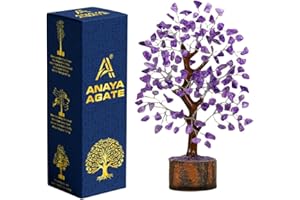 ANAYA AGATE Amethyst Crystal Tree of Life - Handmade Healing Bonsai Purple Tree for Home and Office Decor, Positive Energy and Good Luck, Ideal for Christmas Decor and Birthday Gifts for Women, Men
