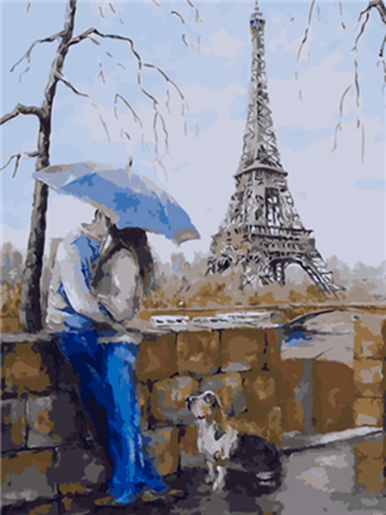 Lovethefamily Couple Kissing Under The Umbrella Paint By Numbers Kits Diy Digital Painting Coloring On Canvas Oil Painting By Yourself Handmade Frameless 40x50cm Amazon In Home Kitchen