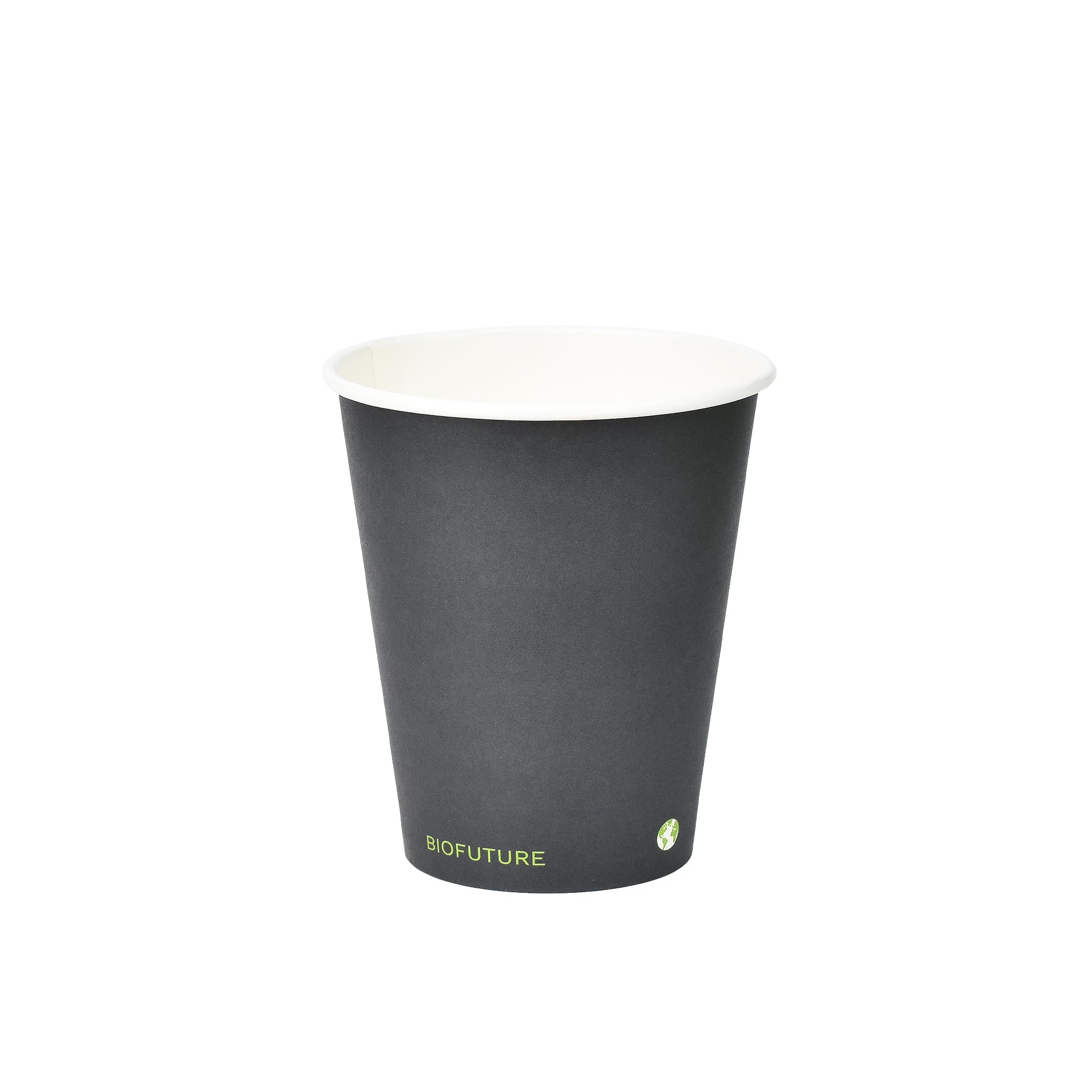 BIOFUTURE Disposable Paper Cups – 100% Compostable & Biodegradable 6 Ounce Party Cups for Weddings, Birthdays & Events, Sustainable Cold Drink Party Supplies – 50 Pack, Black, 6oz