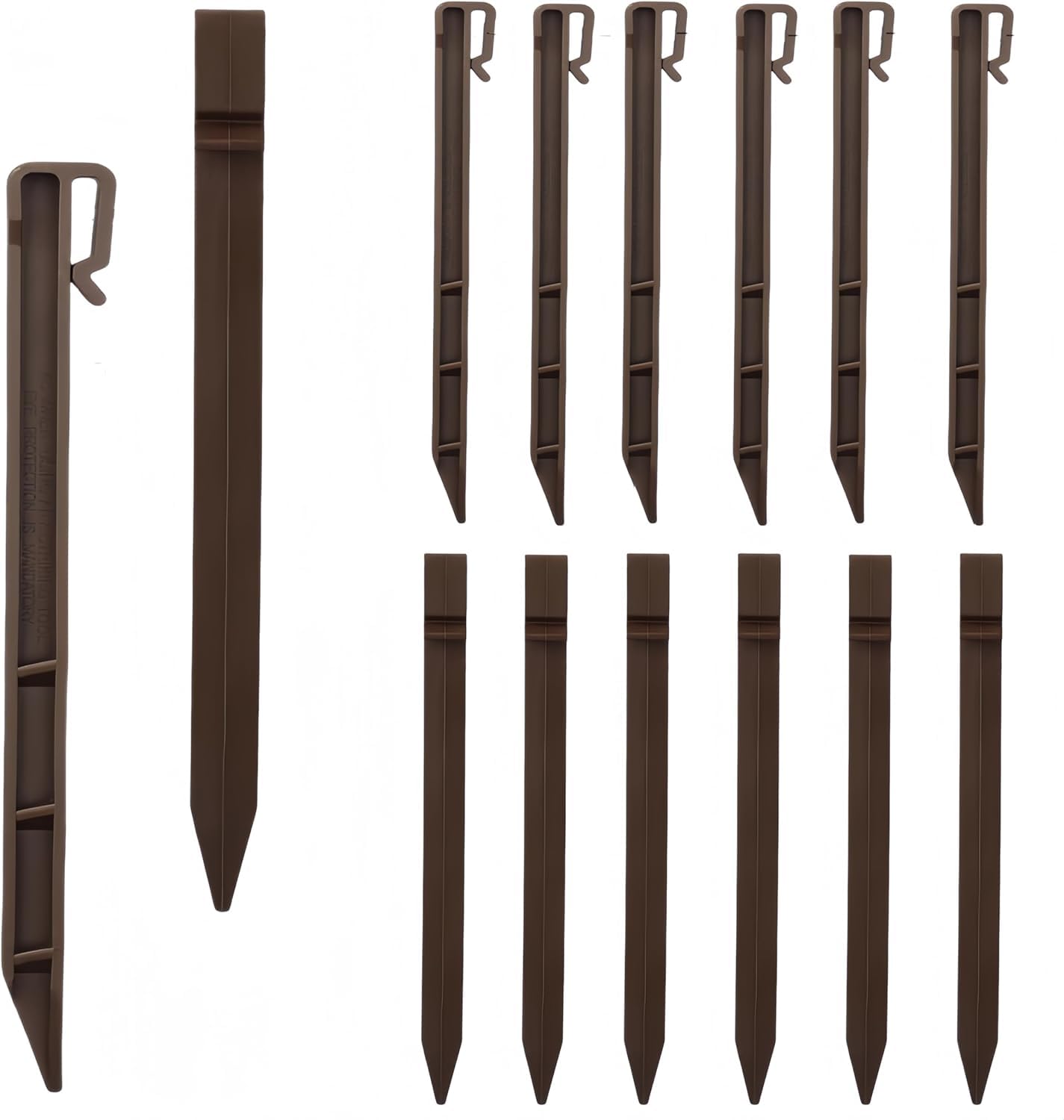 CAASFOOY 24.5 cm Plastic Ground Pegs for Landscape Edges, Tent Pegs Anchor Spikes for Outdoor Garden Tents, Lawn Edging Terrace (30 Pieces, Brown)