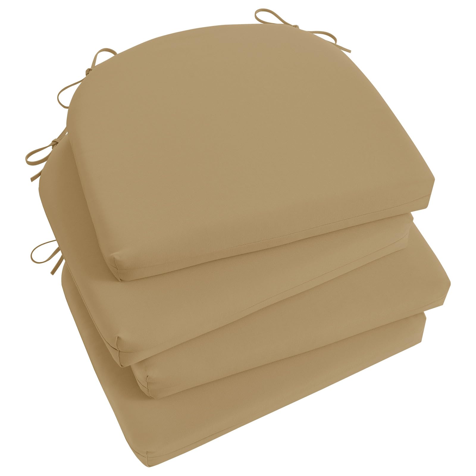 Photo 1 of Basic Beyond Outdoor Chair Cushions Set of 4, Outdoor Cushions for Patio Furniture, Water Resistant Patio Chair Cushions with 2 Ties, 17x16x2, Khaki