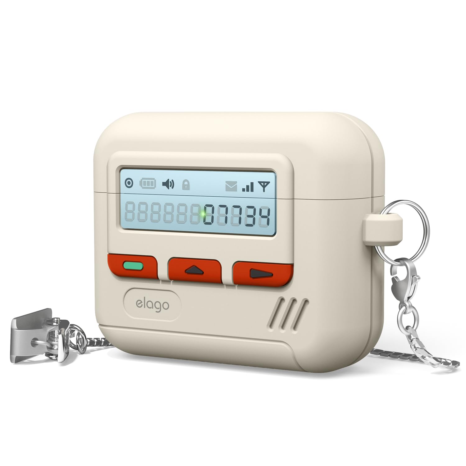 elago Pager Case Compatible with AirPods 4 Case Cover, Compatible with AirPods 4th Generation Case, Lanyard Included, Shock Resistant, Full Protection, for Men, for Women (Classic White)