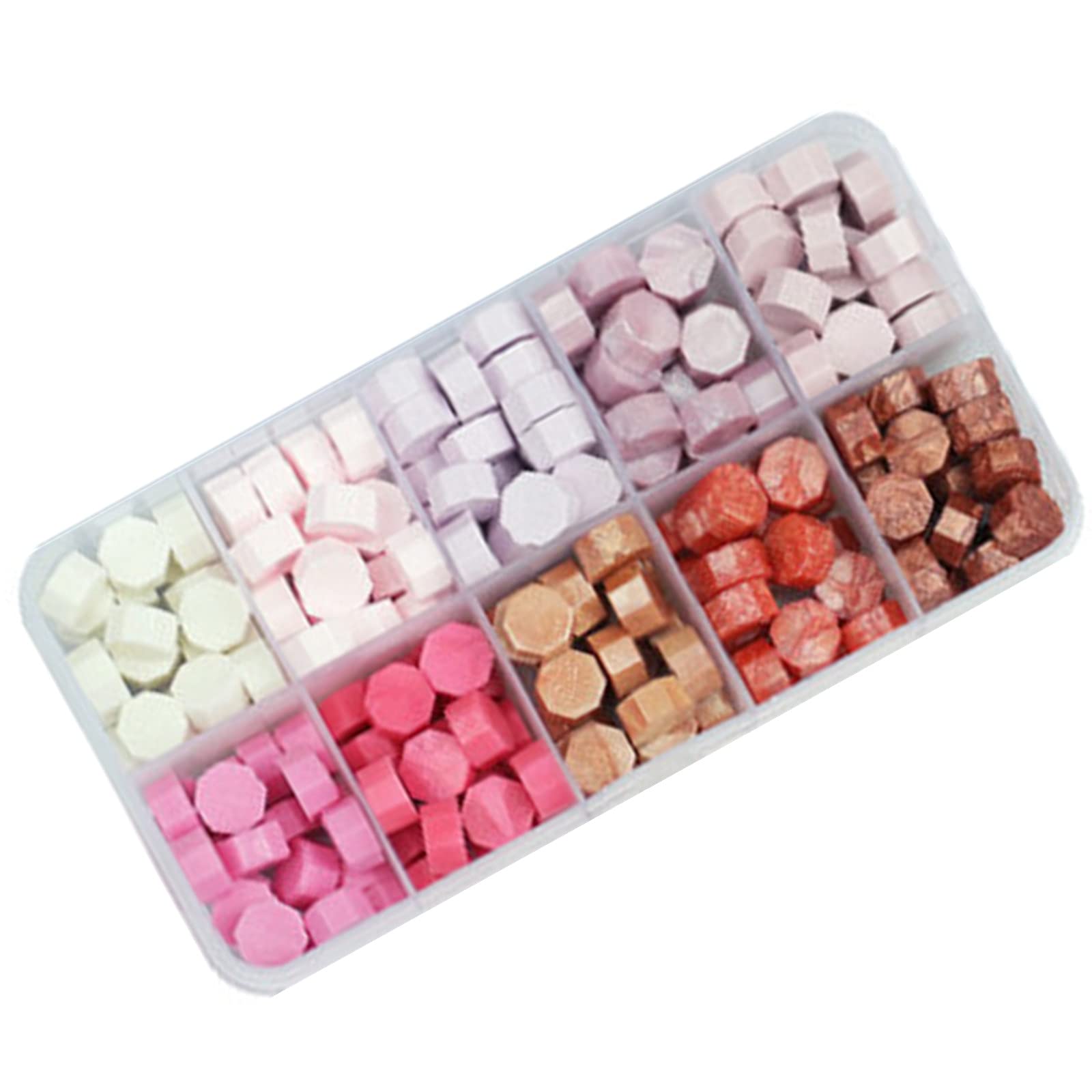 Sealing Wax Beads, 200Pcs 10 Colors Octagon Wax Seal Beads for Vintage Wax Sealing Stamp, Letter Sealing, Gift and Wedding Invitation Sealing (Pink Series)