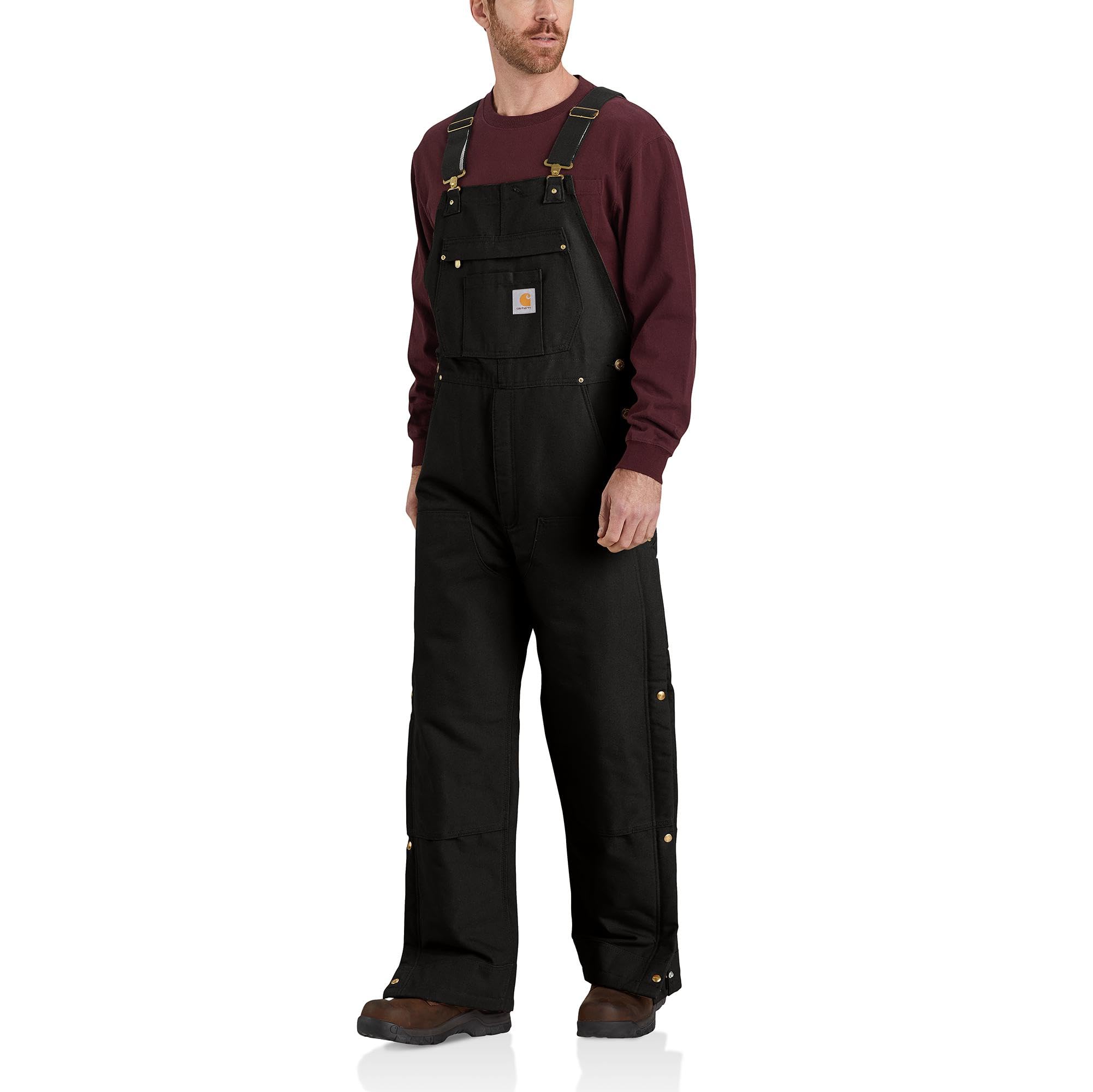 Carhartt Men's Loose Fit Firm Duck Insulated Bib Overall, Black, 4X-Large/Short Image