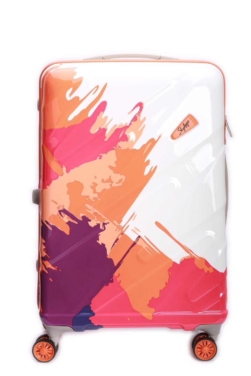 neon orange suitcase