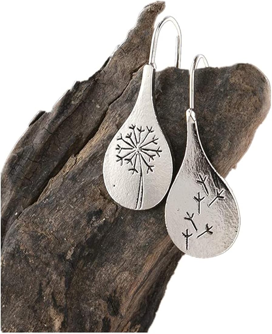 BUUKAAI NatureInspired Dandelion Drop Earrings Dandelion Jewellery Sterling Silver,925 Sterling