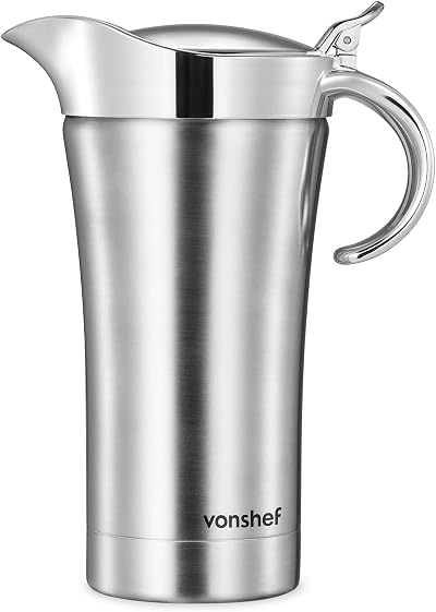 VonShef 1L Stainless Steel Gravy Boat Insulated Thermal Pot Double Wall Easy