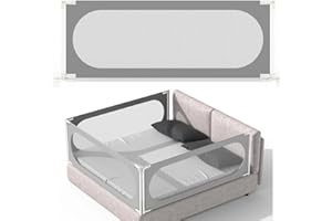 SeseYii Baby Bed Rail with Safety Y-Strap Extra Long Twin Full Queen King Size Infants Toddlers Guardrail with Reinforce Anchor (Grey, 59 inch)