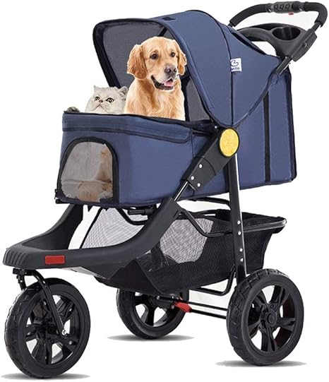 Amazon Co Jp 犬用カート 3つのゴム車輪 と犬のベビーカーの高いベビーカー最大負荷容量の25キロ 犬 猫のために収納スペース付き折り畳み式旅行のキャリアについて ホーム キッチン