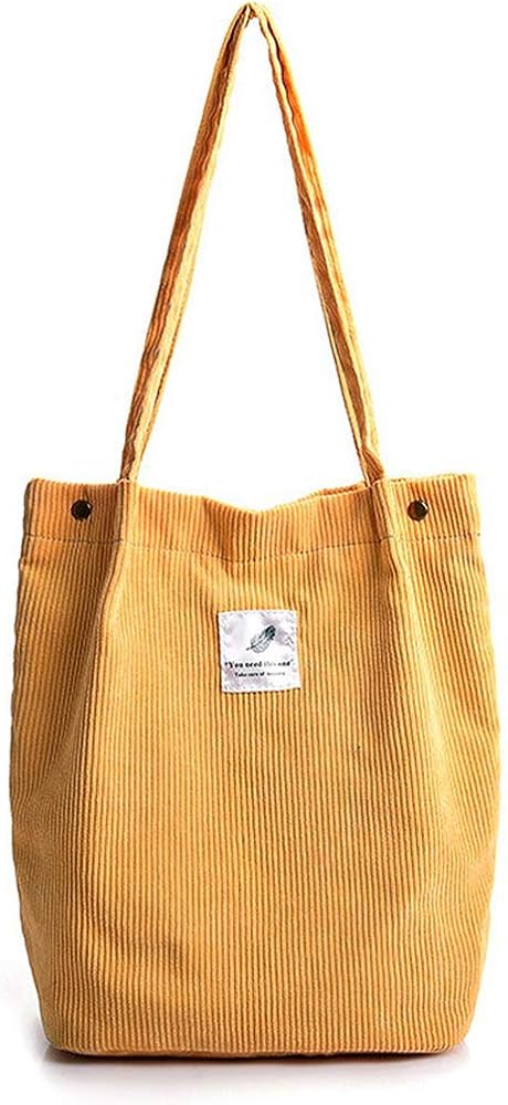 Funtlend Large Cord Bag for Women Corduroy Tote Bag Women Shoulder Handbags Totebag for School Shopping Work College Casual