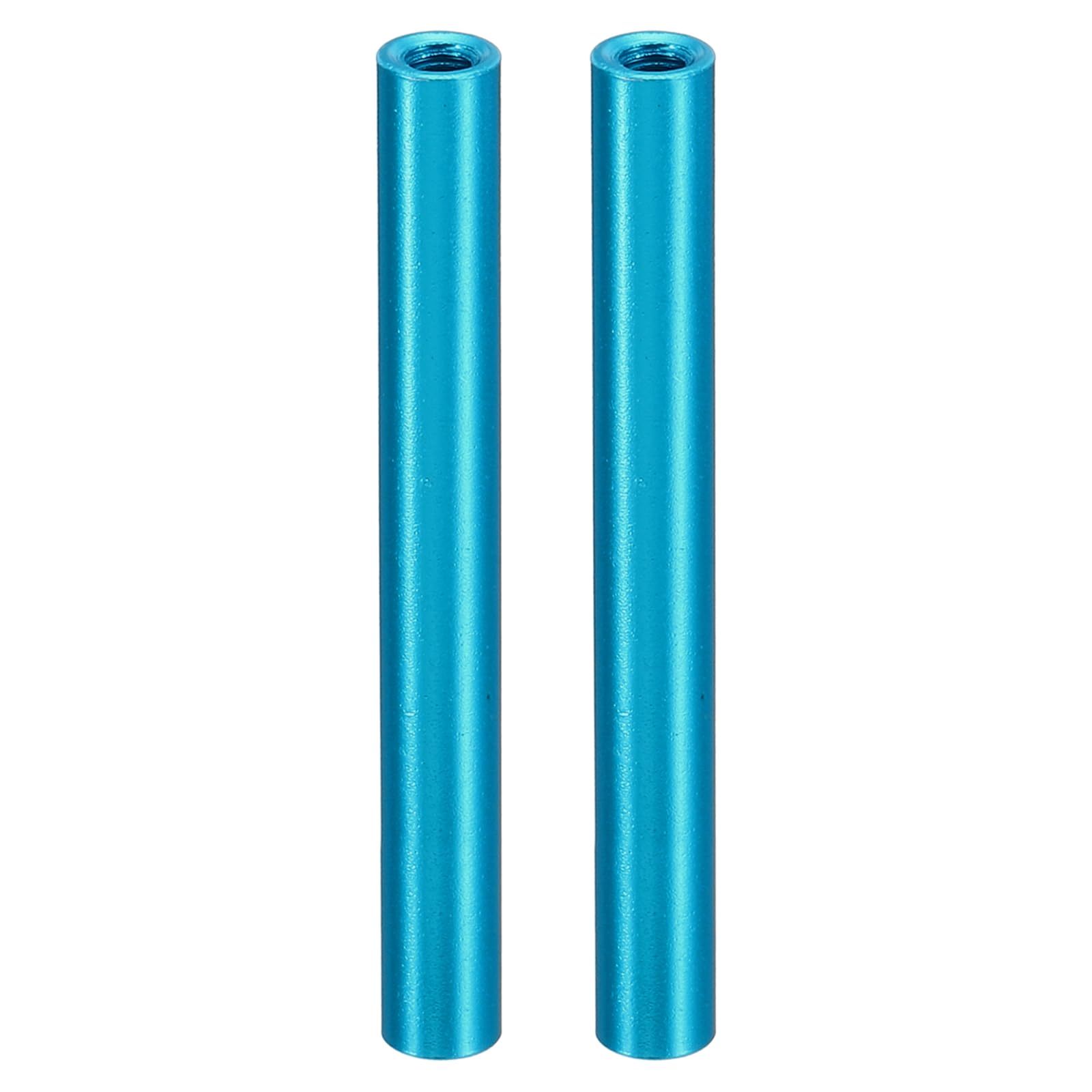 PATIKIL 2pcs M3 Metal Threaded Standoff Spacer Nuts, Round Aluminum Spacers Female Coupling Screws, 1/8" ID x 3/16" OD, Blue, (45mm L)