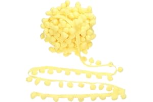 uxcell 9 Yards Pom Pom Trim Ribbon, 1" Wide Light Yellow Pom Pom Ball Fringe Trim Sewing Fringe Fabric Trim Ribbon for DIY Cr