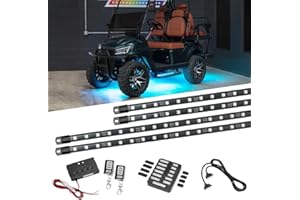LEDGlow 4pc Million Color LED 4-Seater Golf Cart Underglow Accent Neon Lighting Kit Fits EZGO, Yamaha, Club Car, ICON, Evolution, Tomblerin, Star EV - for 12-Volt Battery - Water Resistant Flex Tubes