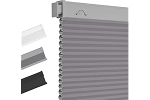 Allesin Zen No Drill Blinds for Windows Blackout Cordless Cellular Shades Honeycomb Blinds Pull Down, Free Stop Easy Install for Home and Office, Blackout, Light Gray, 46" W x 48" H