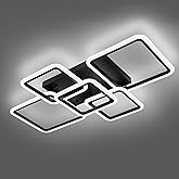 SEABLE Modern LED Ceiling Light 5-Square Dimmable Black Flush Mount LED Ceiling Light with Remote for Living Room