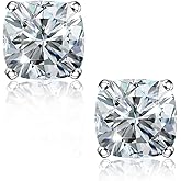 "STUNNING FLAME" Trillion-cut/Cushion-cut/Emerald-cut/Marquise-cut ... 18K White Gold Plated Sterling Silver Cubic Zirconia Simulated Diamond Stud Earrings for Women