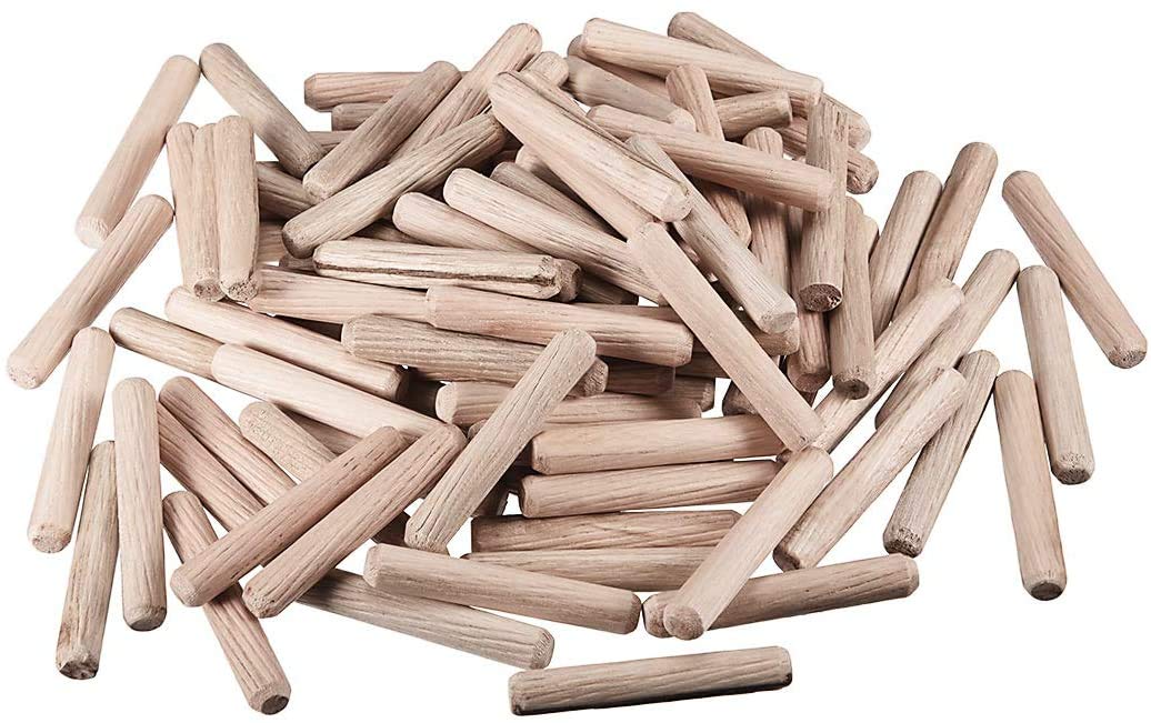 TERF® 200 Pcs Wooden Dowel Pins 8mm X 50mm Wood Dowels Solid Hard Wood Dried Fluted Beveled Hardwood Rods Furniture for Professional Carpenters DIY and Craft Projects