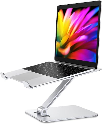 Babacom Laptop Stand Ergonomic Foldable Aluminum Riser 10-16in Silver
