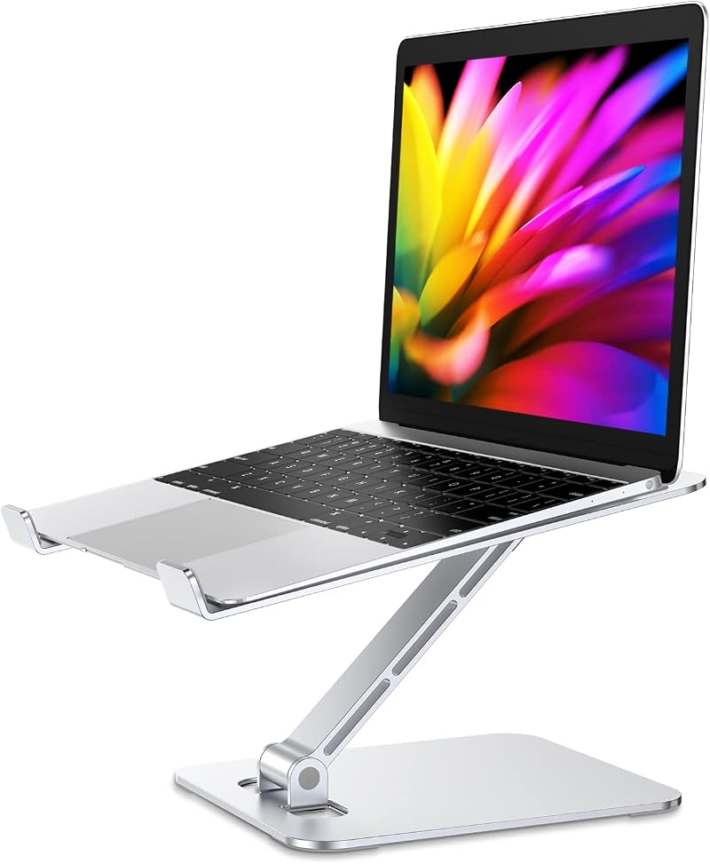 Babacom Laptop Stand Ergonomic Foldable Aluminum Riser 10-16in Silver