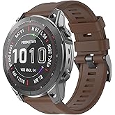 OVERSTEP Compatible with Fenix 7 Watch Band, 22mm Width Soft Silicone Watch Strap for Garmin Fenix 5/Fenix 5 Plus/Fenix 6/Fenix 6 Pro Smartwatch (Brown)