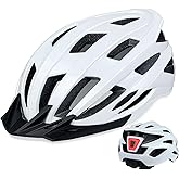 AISSTXOER Bike Helmet for Adult Men Women with Multi-Mode Rear LED Light, with Suggested Fit 56-62cm, Lightweight with Adjustable Dial, Side and Chin Strap, Carbon Black Shiny Surface