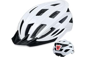 AISSTXOER Bike Helmet for Adult Men Women with Multi-Mode Rear LED Light, with Suggested Fit 56-62cm, Lightweight with Adjustable Dial, Side and Chin Strap, Carbon Black Shiny Surface