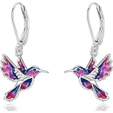 Dreamboat Hummingbird Bird Dangle Drop Earrings for Women 925 Sterling Silver Enamel Lever back Jewelry Gifts for Hummingbirds Lovers