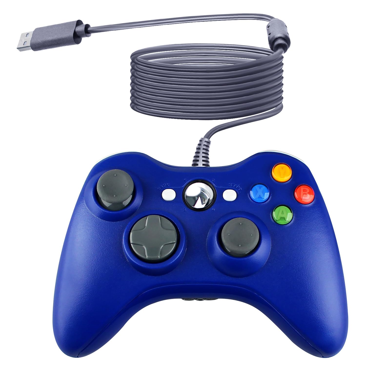 OSTENT Wired USB Controller Gamepad Joystick for Microsoft Xbox 360 Console Windows PC Laptop Computer Video Game Color Blue