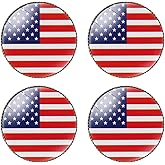 HSQCEZ 4 Pcs American USA Flag Pin Round 1 Inch, Lapel Pins Souvenir Badge for Hat Clothes Backpack,United States Flag Brooch Accessories Party Favors,Patriotic Pin Accessories for Men/Women