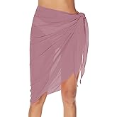 Lecieldusoir Women's Sarong Coverups Chiffon Bathing Suit Wrap Skirt Swimsuit Beach Wraps Swim Sarongs (Pink Purple, Medium)
