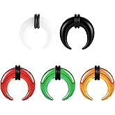 ZS 5Pcs Glass Septum Stretching Kit Set - C Shape Pincher Tapers with O-Rings, 14G to 5/8" Colorful Buffalo Septum Retainers Rings for Pierced Nose Ear