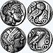 Percy Jackson Fans, 2 Versions of Athena and Her Owl Coin, Annebeth's Mother and Greek Goddess of Wisdom, 