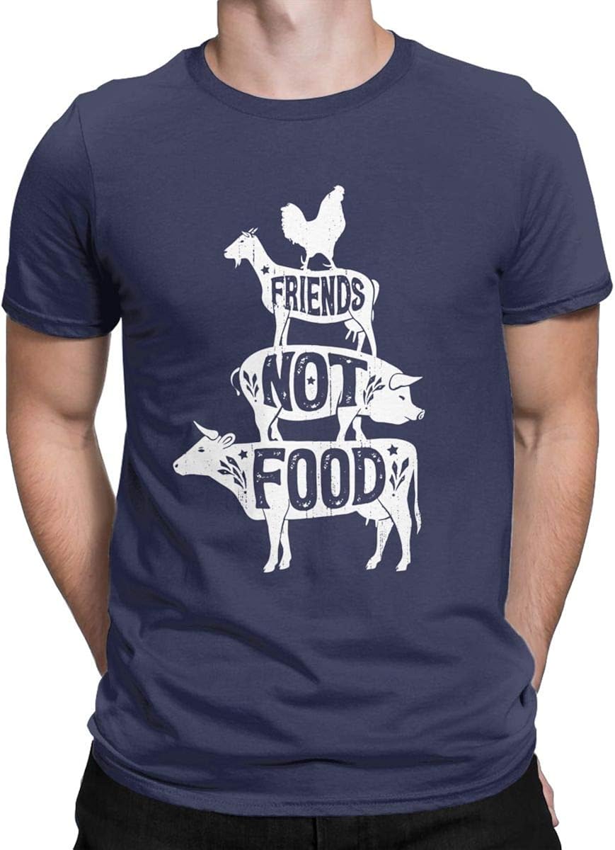 Friends Not Food Vintage T Shirt Animal Lovers Vegetarian Tops Tees for Men