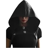 FURPHI Steampunk Medieval Hooded Cowl Hat Gothic Soft Faux Suede Cape Costume for Men Women Halloween