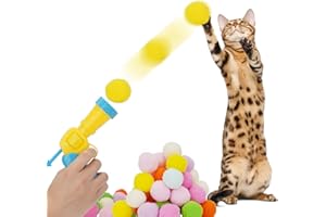 C-PASSION Cat Toy Ball Launcher Gun, Interactive Cat Toy Shooter with 30 Cotton Plush Balls Cat Balls Fetch Toy Indoor Cat Toys for Bored Indoor Adult Cats,Exercise,Bonding,Fun,Cute Kitty Toys