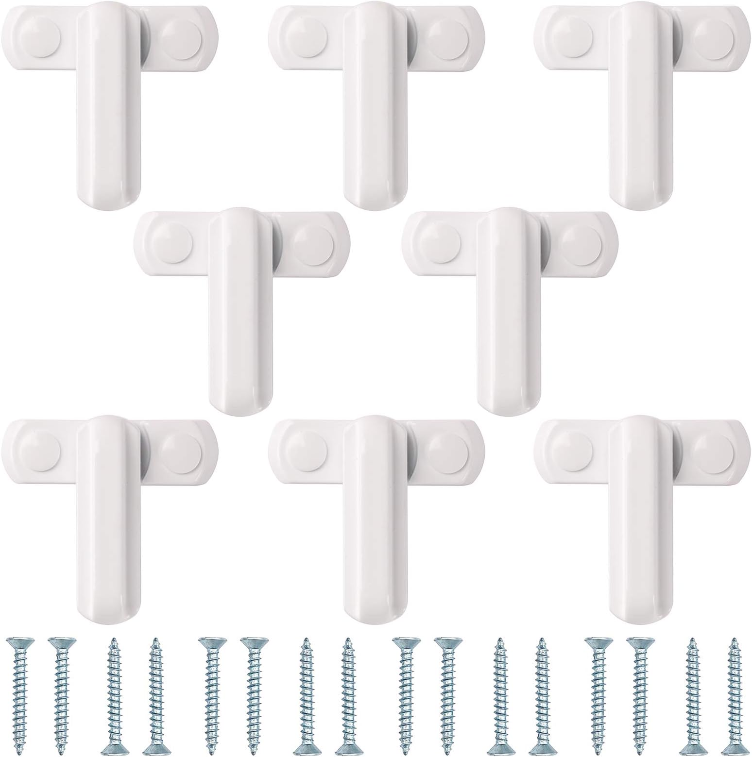 Kinstecks 8PCS Sash Jammer Strong Zinc Cast Alloy Extra Security Locks Sash Blocker Jammer for Various UPVC/PVC Doors and Windows and Home Security-White
