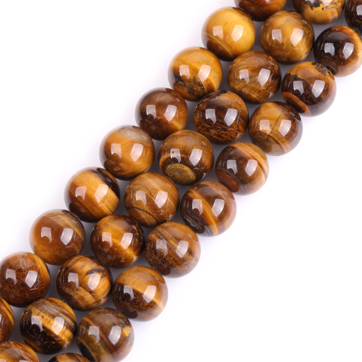 GEM-Inside Natural 16mm Yellow Tiger Eye Round Gemstone Semi Precious Loose Beads for Jewellery Making 15"