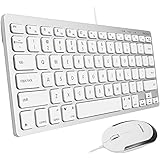 Macally USB Wired Keyboard and Mouse Combo for Mac and PC - Save Space with a Compact Small Mac Keyboard and Mouse for MacBoo