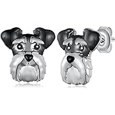 Schnauzer Earrings S925 Sterling Silver Schnauzer Stud Earrings Dog jewelry Gifts for Women