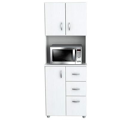 66" Kitchen Pantry, Modern Microwave Stand with Storage