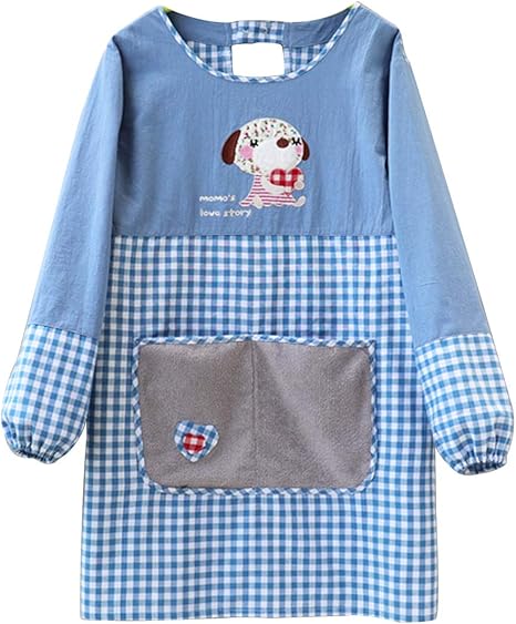 Amazon ボラ キキ Bole Kk 割烹着 エプロン 女性用 スモック 保育士 かっぽう着 長袖 おしゃれ ガーデニング かわいい 介護 ポケット 防水 ロング チェック柄 エプロン オンライン通販