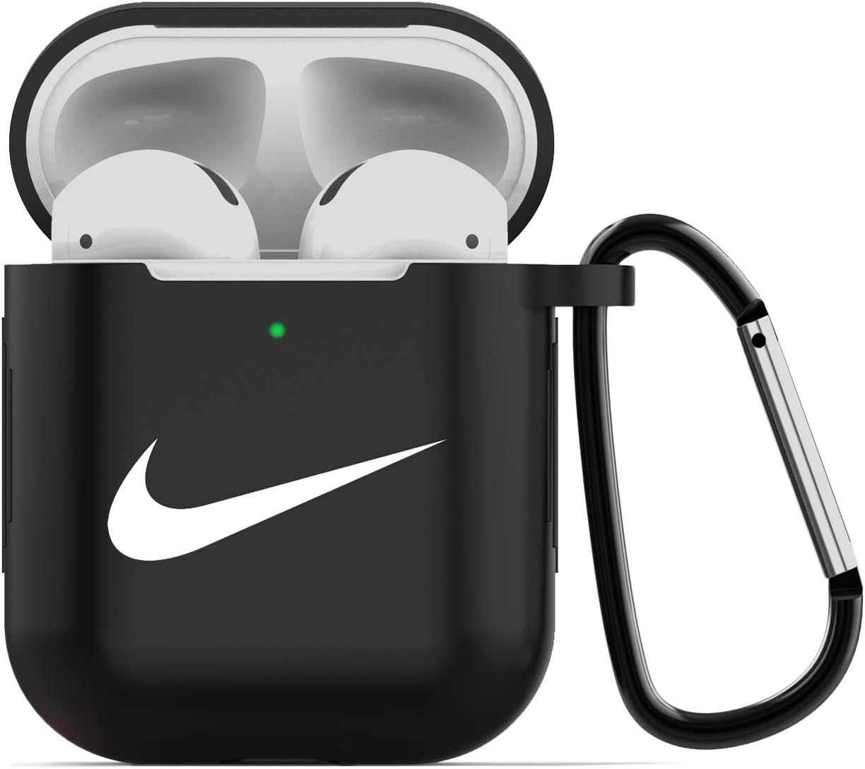 Tusztus Compatible for Airpods 2 & 1 Case Silicone Protective Cover [Front LED Visible] (Black-01) APC01