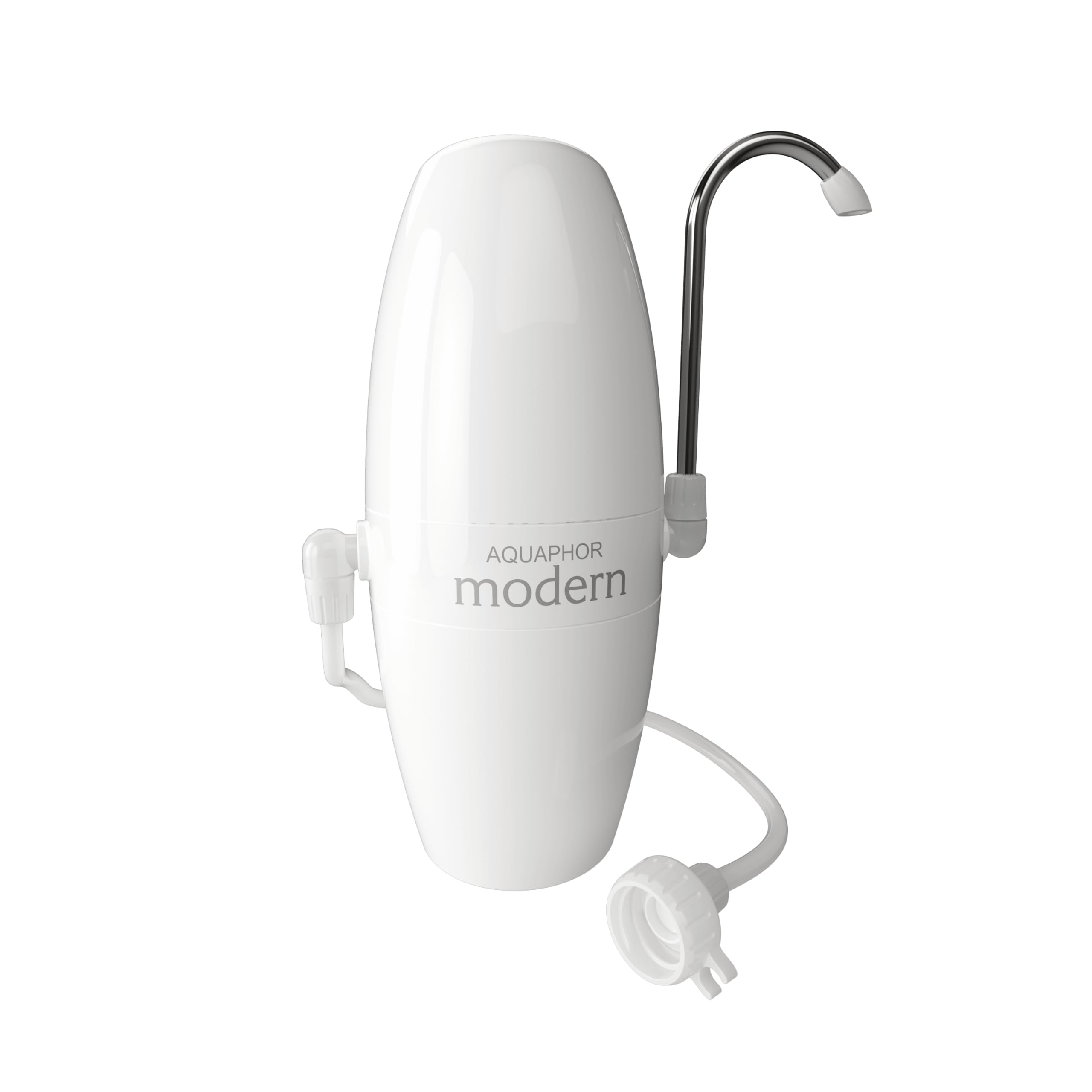AQUAPHOR Modern Counter Top Filter System with Aqualen Technology. Filters Heavy Metals, pesticides and Taste-impaired substances Such as Chlorine, and Reduces Water Hardness, White, 1