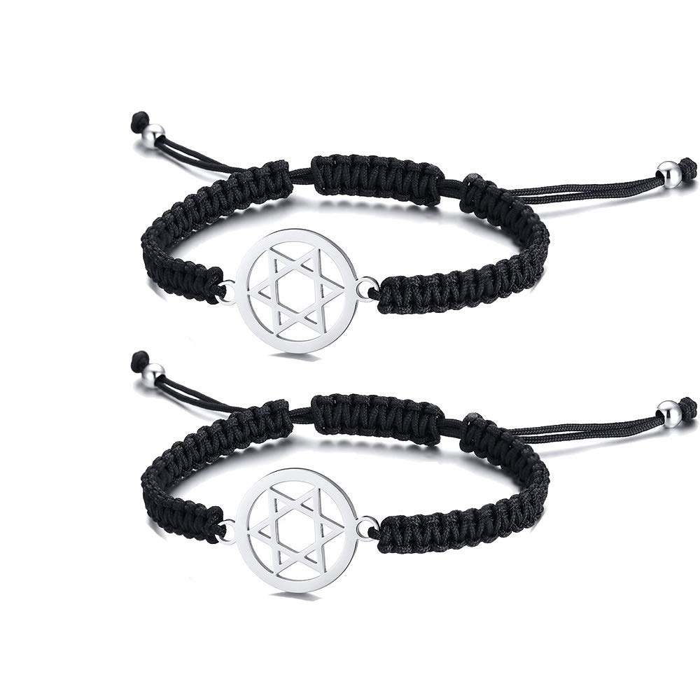 1-5 Pcs Stainless Steel Star of David Charm Braided Macrame Bracelets Jewish jewellery Religious Gift for Men Women